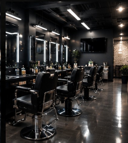 Concept image of a modern barbershop interior